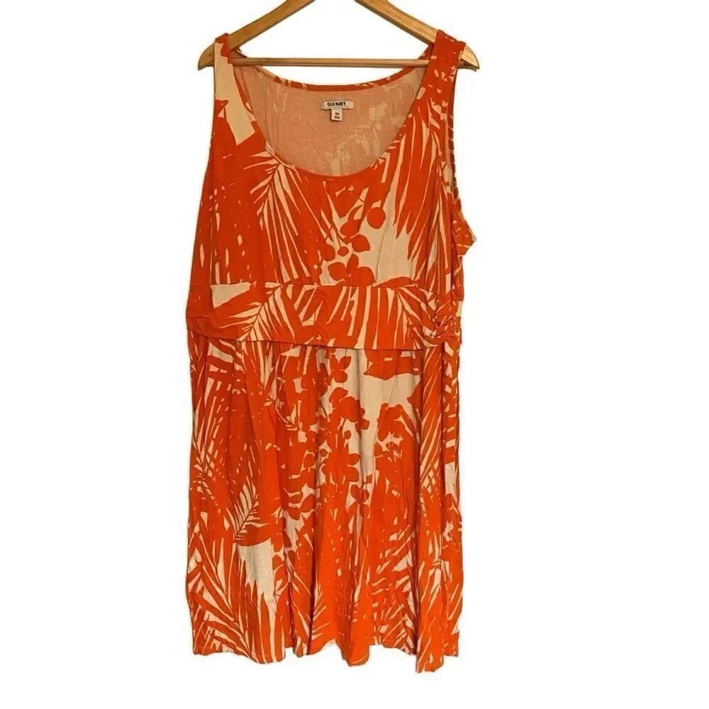 Old Navy plus size 3XL tank top dress floral orange